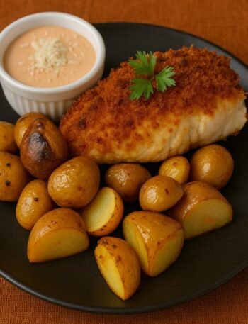 Crispy Parmesan Chicken with Roasted Garlic Potatoes (Easy Dinner Recipe) – Juicy, Flavorful, and Comfort Food Perfection