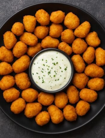 Crispy fried cheese curds recipe with golden breading and gooey melted cheese inside