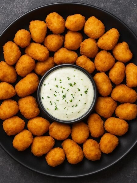 Crispy fried cheese curds recipe with golden breading and gooey melted cheese inside