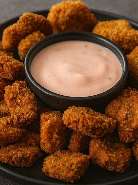 Zaxby’s fried mushrooms copycat recipe with crispy golden mushrooms and dipping sauce